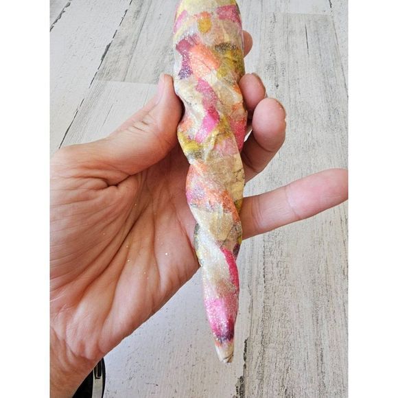 Watercolor orange pink icicle glass ornament - Picture 6 of 7